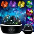 Produktbild: Projektor Sternenhimmel Nachtlicht LED 360°Projektionslampe Fernbedienung WasserwellenParty Spielzeug Rotierend Lampe Kinder Baby Farbwechsel Retoo - Schwarz