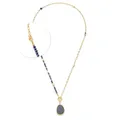 Produktbild: JEWELS BY LEONARDO Halskette Clip & Mix Charlene • 3 tlg. Set aus goldfarbenem Edelstahl • Kette 50 cm • Armband 19 cm • Anhänger 4 cm • Glas, Perle & Blaufluss • Schmuck Geschenk für Frauen • 025598