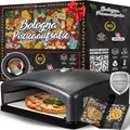Produktbild: Heidenfeld Pizzaaufsatz Bologna | Grillaufsatz - Pizzamaker - Edelstahl - 540°C - Thermometer inklusive - Pizzabox - integrierter Pizzastein - Für Holzkohlegrill und Gasgrill - Pizza Maker
