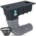 Produktbild: Millto Regensinkkasten 110 mm Regenwasserablauf Dachrinnenablauf Hofablauf Regenrohrablauf Sinkkasten Entwässerung Kontrollschacht mit Sieb und Flexibles Rohr 340-400 mm Graphit