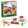 Produktbild: BRIO World 33815 Feuerwehr-Set - Holzeisenbahn-Set inklusive Feuerwehr-Auto mit Licht und Sound - Empfohlen für Kinder ab 3 Jahren