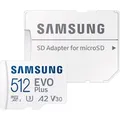 Produktbild: EVO Plus 512 GB microSDXC (2024), Speicherkarte weiß, UHS-I U1, Class 10, V10, A1