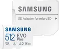 Produktbild: Samsung EVO Plus (2024) inkl. SD-Adapter Speicherkarte (512 GB, Video Speed Class 30 (V30)/UHS Speed Class 3 (U3), 160 MB/s Lesegeschwindigkeit)