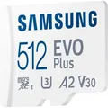 Produktbild: Samsung EVO Plus 2024 microSD-Speicherkarte inkl. SD-Adapter, 512 GB Speicherkapazität, UHS-I U3, Full HD & 4K UHD, 160 MB/s Lesen für Smartphone, T