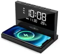 Produktbild: Reflexion ACW2188 Wireless Charger, Smartphone Ladestation, Wecker mit kabellosem Ladegerät, Großes Display für Uhrzeit, Datum und Temperatur, 2 Weckzeiten, Nachtlicht, USB Ladefunktion