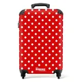Produktbild: NoBoringSuitcases.com Handgepäck Koffer, Reisekoffer Mit Rollen, TSA Schloss, Hartschalenkoffer, Trolley 55x40x20, Suitcase (Punkte - Rot-Weiß)