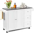 Produktbild: KOMFOTTEU Küchenwagen Kücheninsel, mit Arbeitsplatte & Handtuchhalter, 135 x 45,5 x 91,5 cm