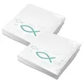 Produktbild: itenga 40x Servietten Fisch türkis Kommunion Konfirmation Taufe modern zeitlos