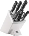 Produktbild: ZWILLING Vier Sterne Selbstschärfender Messerblock, 7-teilig, Messer und Schere aus rostfreiem Spezialstahl/Kunststoff-Griff, Weiß [Made in Germany]