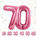 Produktbild: Geburtstag zahlen luftballon 70 jahre | Folienballon Rosa- Folienballon in 40