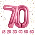 Produktbild: Geburtstag zahlen luftballon 70 jahre | Folienballon Rosa- Folienballon in 40...