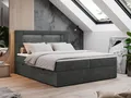 Produktbild: Boxspringbett 200x200 mit Led, Polsterbett mit LED Kopfteil - Multipocket-Matratze - Doppelbett - GOLD-5 - 200x200 - Hellgrau - Struktur - H4