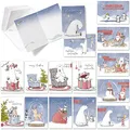 Produktbild: TOBJA Weihnachtskarten mit Umschlag Set - 15 witzig schöne Klappkarten | Doppelkarten mit Briefumschlag Tiere im Schnee | Jede Karte individuell bedruckt auf hochwertig dicken Papier | Karten by