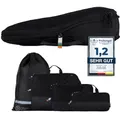 Produktbild: TRAVEL DUDE Packwürfel Set mit Kompression aus recycelten Plastikflaschen | Leichte Packing Cubes | Packtaschen Set für Rucksack & Koffer (Schwarz, 4-teiliges Set)