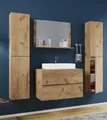 Produktbild: VCM 5-tlg. Waschplatz Waschtisch | Waschbecken Unterschrank Breite 80 cm | Badmöbel Set mit Schubladen Drehtüren Spiegel | Lendas XL