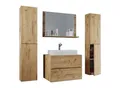 Produktbild: VCM 5-tlg. Waschplatz Waschtisch Waschbecken Unterschrank Breite 80 cm Badmöbel Set mit Schubladen Drehtüren Spiegel Lendas XL