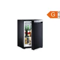 Produktbild: Minibar Kühlschrank 26L schwarz leise LED Glasboden links 38x52cm
