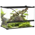 Produktbild: PawHut Terrarium für Reptilien Glasterrarium 48L Reptil Fütterungsbox mit Frontbelüftung, ausbruchsicherer Drehverschluss für Amphibien Spinne Schwarz 50 x 30 x 35 cm
