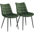 Produktbild: WOLTU Esszimmerstühle 2er Set Küchenstuhl Polsterstuhl Wohnzimmerstuhl Sessel mit Rückenlehne, Sitzfläche aus Samt, Metallbeine, Dunkelgrün