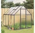 Produktbild: vidaXL Gewächshaus, Gewächshaus mit Fundamentrahmen Anthrazit 224x169x195 cm Alu