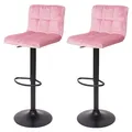 Produktbild: 2er-Set Barhocker MCW-G87, Tresenhocker Barstuhl, höhenverstellbar ~ Samt rosa, Fuß schwarz