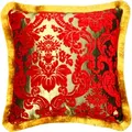Produktbild: Luxus Kissen Pompöös by Casa Padrino von Harald Glööckler Elegance Collection Barock Muster Rot / Gold 50 x 50 cm - Luxuskissen