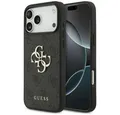 Produktbild: Guess Handyhülle iPhone 17 Pro Max Kunstleder grau Big Logo Metall goldfarben 6,9 Zoll, Kantenschutz
