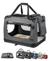 Produktbild: lionto Hundetransportbox faltbar für Reise & Auto, 50x34x36 cm, stabile Transportbox mit Tragegriffen & Decke für Katzen & Hunde bis 10 kg, robuste Hundebox aus Stoff für klein & groß, grau