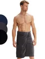 Produktbild: Morgenstern Saunakilt Herren mit Klettverschluss 100% Baumwolle Frottee Oeko-TEX® Handtuch 60x146 cm Saunahandtuch mit Tasche Jan Grau