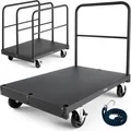 Produktbild: VEVOR Plattenwagen, 816 kg, 2-in-1 Transportwagen mit 360° Lenkrollen, Plattenroller, Plattenkarre mit 4 seitlichen Handläufen, Transporthilfe für Fabrik, Lager, Garage, Schwarz 914x610x858 mm