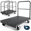 Produktbild: VEVOR Plattenwagen, 816 kg, 2-in-1 Transportwagen mit 360° Lenkrollen, Plattenroller, Plattenkarre mit 4 seitlichen Handläufen, Transporthilfe für Fabrik, Lager, Garage, Schwarz 914x610x858 mm