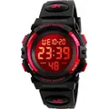 Produktbild: Alienwork Seven-color LED Digital Kinderuhr Jungen Mädchen Schwarz Kautschuk-Armband Kalender Mehrfarbig Chronograph Sportlich Multi-funktion