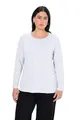 Produktbild: Ulla Popken Damen große Größen Übergrößen Plus Size bis 64, Oberteil, Langarmshirt, Basic, Langarm, Rundhalsausschnitt, schneeweiß 46+ 646801200-46+