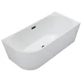 Produktbild: Balneo - Freistehende Badewanne - Eckbadewanne AVOLA - Acryl mit Stahlgestell - 6 Stabilisatorfüße - Überlauf und Klickverschluss - Modernes Design - rechts - Schwarz - 160x80cm