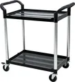 Produktbild: STIER Servierwagen, mit 2 Etagen, Schiebegriffe auf beiden Seiten, LxBxH 860x480x930 mm, Tragfähigkeit 150 kg, 4 Lenkrollen, 2 davon feststellbar, Etagenwagen, Schiebewagen, schwarz