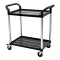 Produktbild: STIER Servierwagen, mit 2 Etagen, Schiebegriffe auf beiden Seiten, LxBxH 860x480x930 mm, Tragfähigkeit 150 kg, 4 Lenkrollen, 2 Davon feststellbar, Etagenwagen, Schiebewagen, schwarz