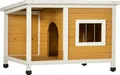 Produktbild: PawHut Hundehütte, Tannenholz, Kleintierhaus, Hundehaus mit Terrasse, Orange