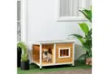 Produktbild: PawHut Hundehütte Hundehaus mit Terrasse und aufklappbarem Asphaltdach, Orange 85,5 x 62 x 60 cm