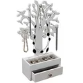 Produktbild: Schmuckbaum H31cm mit Schmuckkasten Ablagen + Schubfach Schmuckständer Schmuckhalter Kettenständer Weiß