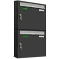 Produktbild: AL Briefkastensysteme 2 x Basic Wand Briefkasten in RAL 7016 Anthrazit Grau für Post A4, wetterfest, Artikelnummer: 431P2EA1P7016/9006