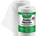 Produktbild: Xabian Wintervlies 50m² (50m x 1m) Rolle 50g/m² Frostschutz für Pflanzen weiß - Sehr hochwertiges Winterschutzvlies für Pflanzen mit hoher UV-Beständigkeit | Idealer Winterschutz für Pflanzen