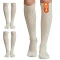 Produktbild: German Wear Trachtenstrümpfe Traditionelle Lange Overknee-Socken 70 cm – Trachtenstrümpfe in Natur in 1er,2er, 3er, 6er & 12er Pack - Größe 44-46