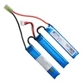 Produktbild: OpTacs LiPo Akku 11,1V 1000mAh 25C 3-Ways Split mit Micro Tamiya Stecker – leistungsstarker Airsoft Akku für AEG Softair Waffen – kompakte Bauweise, zuverlässige Energie, schnelle Ladezeiten