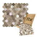 Produktbild: Dalsys Wandpaneele selbstklebend, Hexagon Muster 0,88m², 11 Stück Beige Silber Wandverkleidung feuchtigskeitsbeständig, Premium Qualität für Bad und Küche