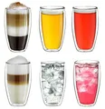 Produktbild: Creano doppelwandiges Thermoglas 400ml „DG-SH“, großes Doppelwandglas aus Borosilikatglas, doppelwandige Latte Macchiato Gläser, Kaffee, Tee, 6er Set