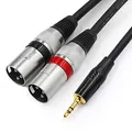 Produktbild: Tisino 3,5 mm auf XLR-Kabel Stereo Cable,1/8 Zoll Mini Jack auf 2 XLR,Male Y Splitter Adapterkabel, Zum Anschluss von Mischpulte, aktive Verstärker -1M