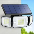 Produktbild: INTELAMP Solarlampen für Außen mit Bewegungsmelder, 6000 mAh Solarleuchten für Außen 108 LED Solar Lampe Outdoor Ideal für Terrasse, Veranda, Garage, Hof, Straßen, IP65 Wasserdicht