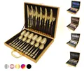 Produktbild: Faizee Möbel Besteck-Set Besteck-Set Edelstahl Besteck Set 24-tlg Messer Gabel Löffel Wood Box (24-tlg), Edelstahl