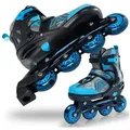 Produktbild: Apollo Inlineskates Champion Verstellbare Inlineskates für Kinder und Erwachsene, Größe 31-42, mit LED Rollen blau S (31-34)