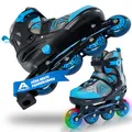 Produktbild: Apollo Champion, größenverstellbare Inliner für Jungs und Mädchen ab Größe 31, für Damen und Herren bis Größe 42, hochwertige Inline Skates für Kinder und Erwachsene mit LED Rollen
